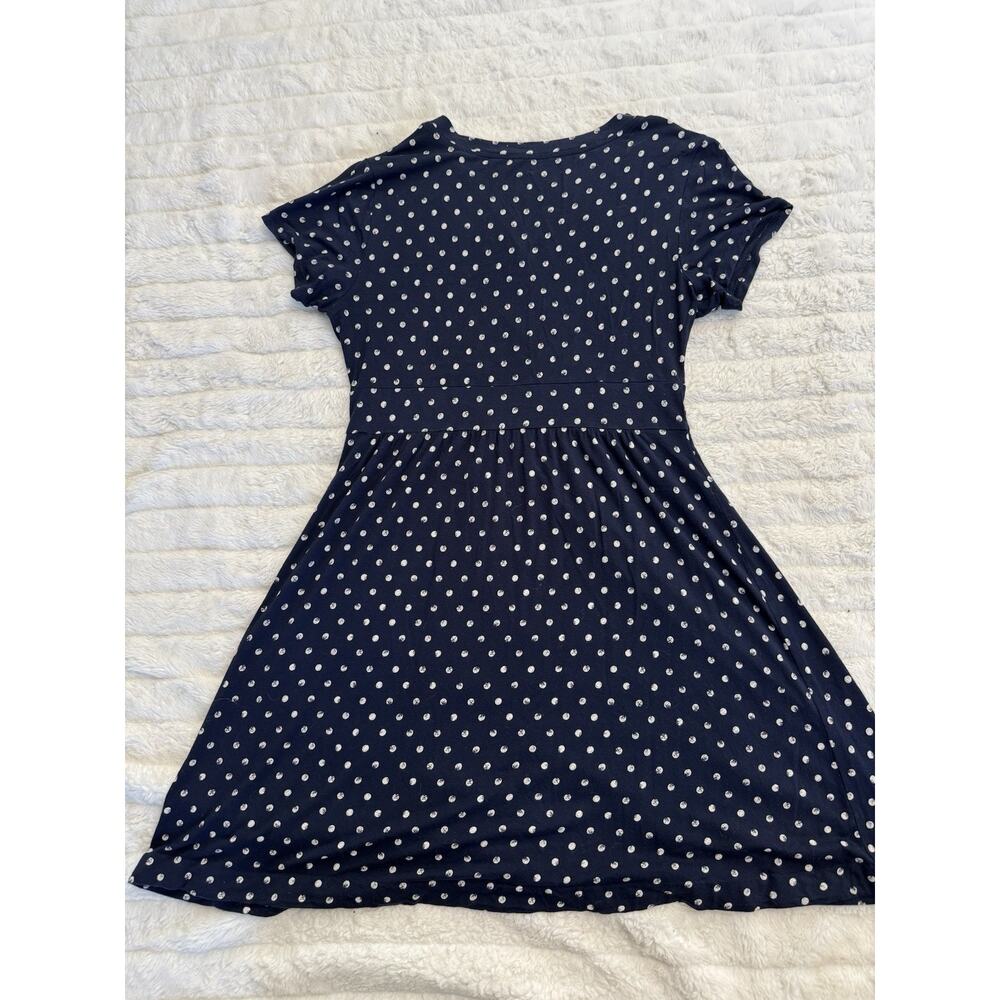 L.L.Bean Blue White Polka Dot Fit & Flare V-Neck Short Sleeve Dress M Pet - Picture 5 of 5